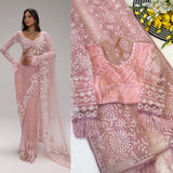 Pink Doll , Bollywood Replica Pink Sequins Saree for women -FOF001PS
