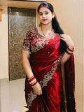 New Diwali 2026 Special Space Silk Saree with Ready made Blouse-AURA001SWB