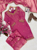 Pink Silk Kurta With Palazo and Dupatta for women -FASH001PS