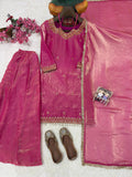 Pink Silk Kurta With Palazo and Dupatta for women -FASH001PS