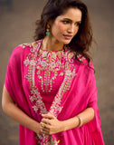 Designer Pink Karwachauth 2026 Special Saree with Shrug -RIMP001PSS