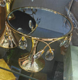 Golden Side Table Decor with Hanging Crystals -AKSH001STD