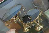 Golden Side Table Decor with Hanging Crystals -AKSH001STD