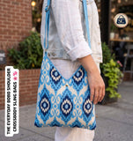 New Blue Knitted Hand Bag ethnic style adjustable one-shoulder cross-body holiday sling bag -SC001ESA