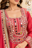 Luxurious Shimmer Fabric with stunning Mirror Work Intricate embroidery with a dazzling festive  Dress -RIMP001FD