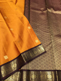 Soundarya Golden Yellow Kanchipuram Silk Saree with Brown Zari Pallu - SACHI001GYB