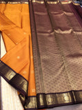 Soundarya Golden Yellow Kanchipuram Silk Saree with Brown Zari Pallu - SACHI001GYB