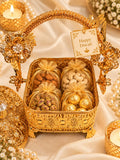 Set of 10 , Gold Plated Metal Basket with Crystal Floral Ornaments for Gifting-VI001GGBS