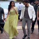 Bollywood Celebrity Janhvi Kapoor in Bawal Yellow Saree -SSS001JK