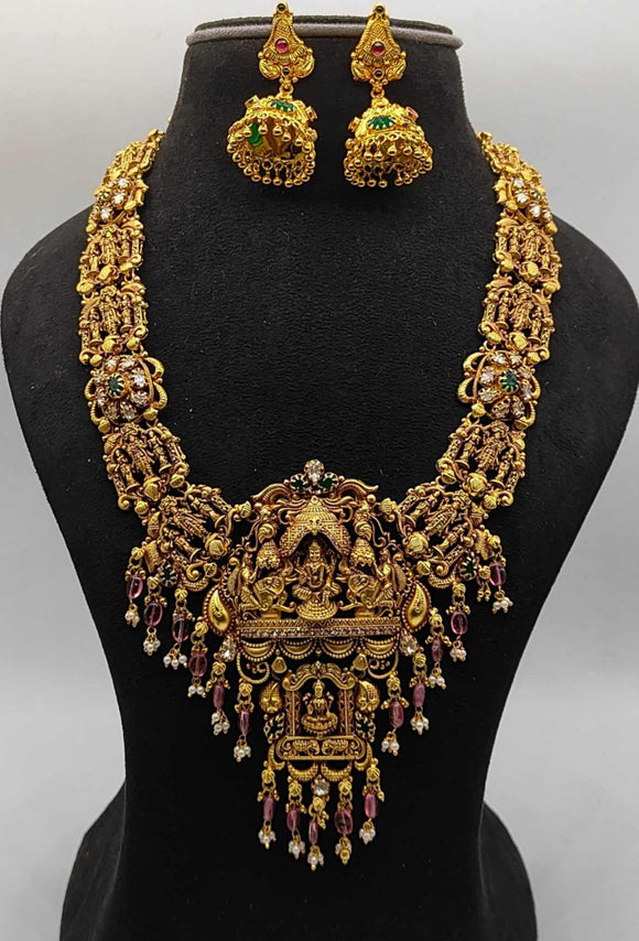 Ananthaguna , elegant 92.5 Silver Necklace with 24 kt Gold Plating-RISHI001SN