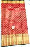 PURE CHILLI RED AND GREEN HANDLOOM KANCHI SILK SAREE FOR WOMEN -PDSKSWCRG001