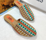 STYLISH  CLOTH EMBROIDERY MULES FOR WOMEN -JCEM001