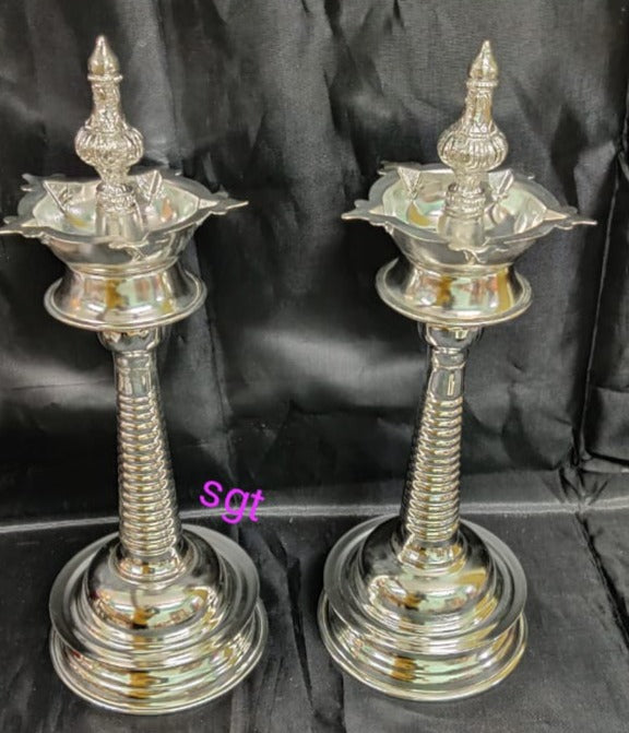 Pair of 2 , German Silver washable Trishanku design Deepam-SGTTD001