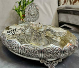GANEHSA JAYAM, ANTIQUE FINISH GERMAN SILVER URLI SET WITH GANESHA DIYA-SNUSGD001