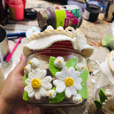 VALLEY OF FLOWERS,  PAIR OF 2  LAMASA CLAY  ART TUMBLERS/CUTE COOKIE JARS  -CLASST001W