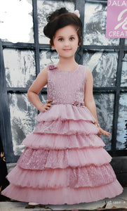 PRETTY PRINCESS IN PINK, PINK PARTY WEAR GOWN FOR LITTLE PRINCESS-ANUBPF001