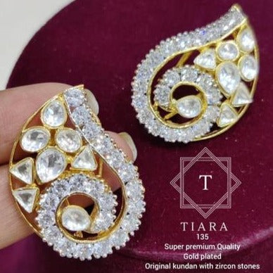 MANGO SHAPE PREMIUM QUALITY GOLD PLATED KUNDAN STUD FOR WOMEN-RSRKS001