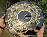 RESIN BLACK AND GOLD WITH GOLDEN ACRYLIC ROSE RING  CLOCK -ANUBAC001