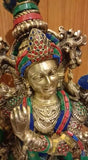 God Krishna Idol Kanha Statue Kanahiya Sculpture Hand Craft Showpiece 30 inches Big size (Brass, Multicolour)-SGWBS001