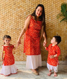 Twinning Orange outfits for Mother , Son  and Daughter-MNLFGMDSC001