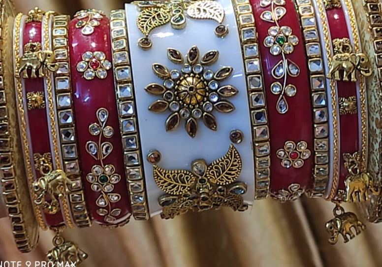 Gujarati Bangles Designer Indian Photo Name Chura Set, Wedding