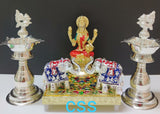 GODDESS LAKSHMI WITH ELEPHANTS ,DEEPAM AND PEEDAM FOR PUJA-CSSLP001