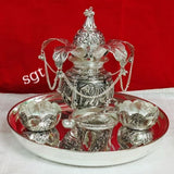 ANTIQUE FINISH GERMAN SILVER MANGAL KALASHA  PUJA SET -SNMKS001
