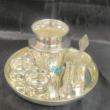 FULL SET GERMAN SILVER POOJA THALI WITH POOJA ARTICLES-SGTPT001