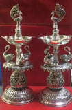 SURABI,  PAIR OF  2 ANTIQUE FINISH GERMAN SILVER DEEPAMS-HDAFD001