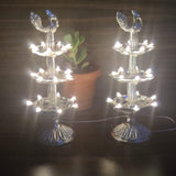 PAIR OF 2 GERMAN SILVER COATED METAL LIGHTING DIYA OF 10 INCHES HEIGHT -SGWSL001