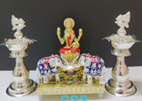 GODDESS LAKSHMI WITH ELEPHANTS ,DEEPAM AND PEEDAM FOR PUJA-CSSLP001