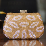 Glitter Lips, Party Clutch with Pearls  with 2 Sling Chains-CBWPL001