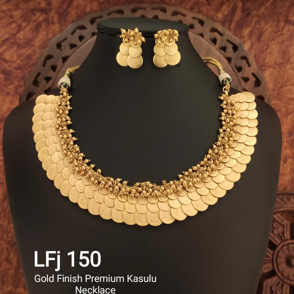 GOLD FINISH PREMIUM KASULU NECKLACE SET FOR WOMEN-NSWLFJ150