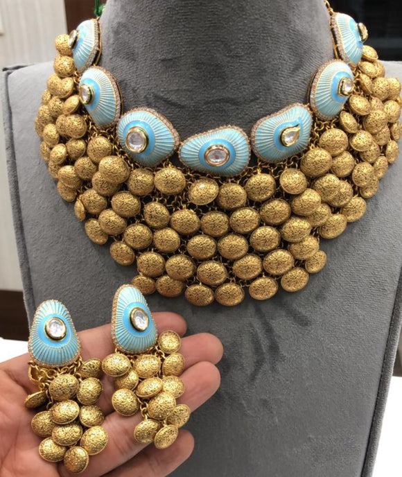 BEAUTY OF BLUE  SEA, SEA SHELL INSPIRED NECKLACE SET FOR WOMEN -MOENSSS001