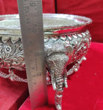 Antique Finish German Silver Urli  with Elephant Design Legs limited edition-HDGSU001