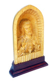 LORD JESUS IN WHITE WOOD CARVED WITH A WOODEN BASE-KSJS001