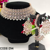 ARADHANA,ROSE GOLD FINISH BRIDAL NECKLACE SET WITH MAANGTIKK FOR WOMEN -MOERGNSA001