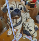 Soosi Cute  Garden Set of 2 Pug/Dog Statues Lifelike Home Garden Decor 12 inches,9 inches-ACGDDS001
