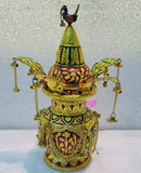 Antique German Silver washable limited edition exclusive gold and Meenakari work done kalsha, leaf and coconut-SGTK001