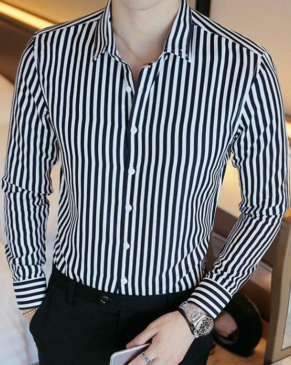 Buy White Striped Full Sleeves Shirt for Men