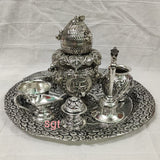 Antique Finish German Silver  festival Pooja thali -SGWPTAF001