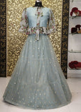 Pastel Grey Digital Lehenga (Semi-Stitch)-MAWL001