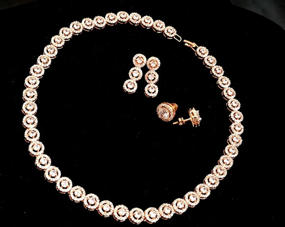 ZIRCONE DIAMOND SOLITAIRE INSPIRED  ROSE GOLD FINISH SET FOR WOMEN -MYCHONS001