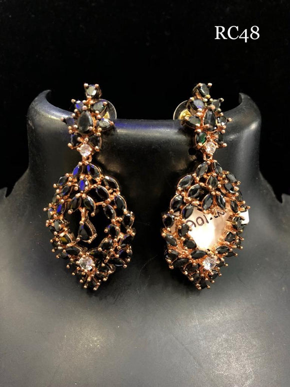 American diamond and rose gold finish contemporary earring