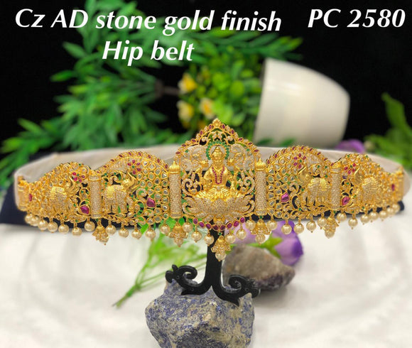 Cz AD Stone Gold Finish PC 2580 Hip belt