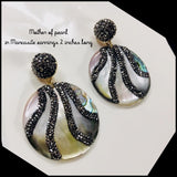Marcasite earrings with mother of pearl round hangings