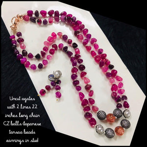 Marcasite Pink and purple beaded jewelry with pearl and stones