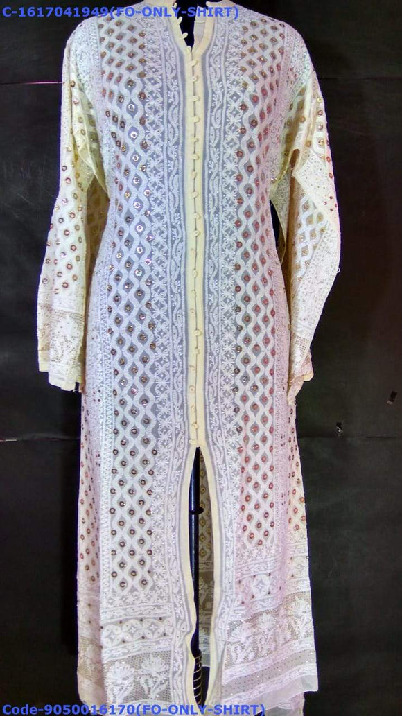 Pure Georgette Front Open Kurti  with Mukaish work : 1617
