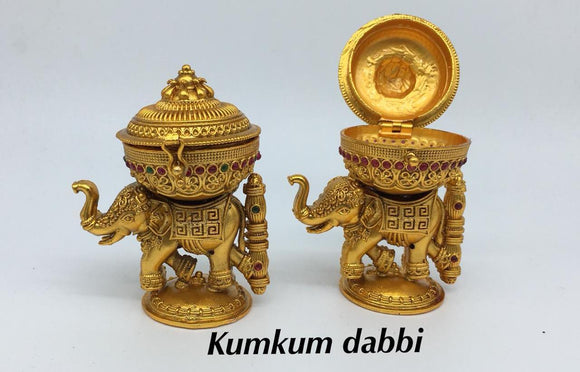 Golden elephant kumkum dabbi