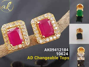 American diamond changeable stones earrings AD02